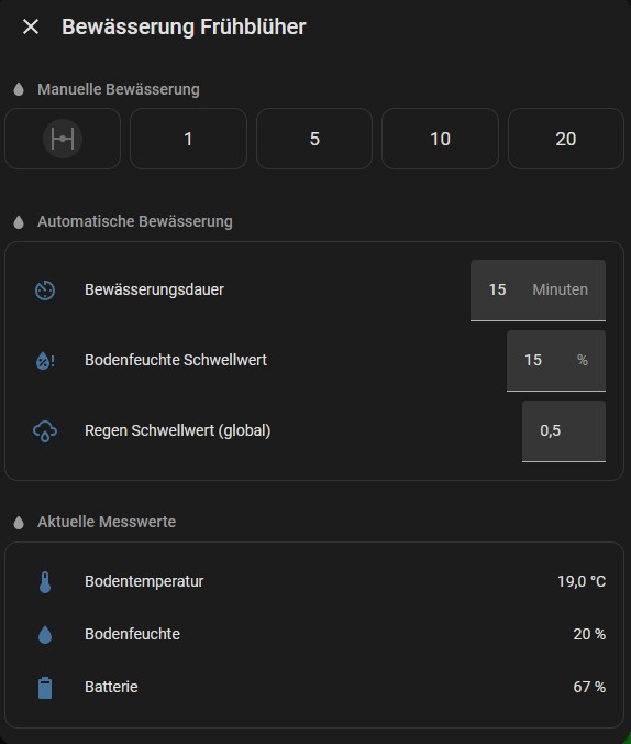 Selbst erstellte Bewässerungssteuerung in Home Assistant